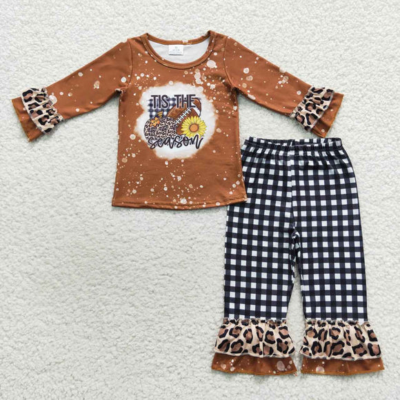 Tis the Season Football Brown Girls Long Sleeve+Trousers Sets