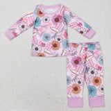 Boots Floral Pink Girls Long Sleeve Pajamas