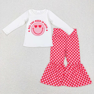 All you need is love Smile Plaid Girls Valentines Outfits