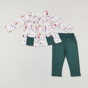 Cartoon Solider Pockets Green Girls Christmas Outfits