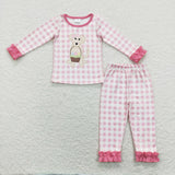 Eggs Dog Pink Plaid Girls Easter Pajamas