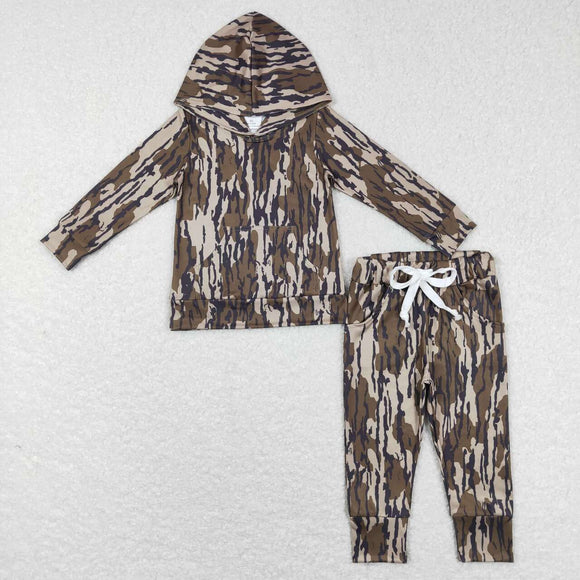 Camo Beige Green Girls Fall Hoodie Sets