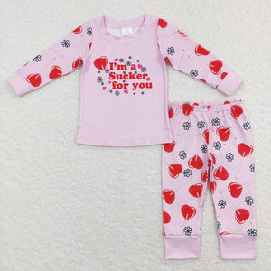 I'm a sucker for you Pink Girls Valentines Pajamas