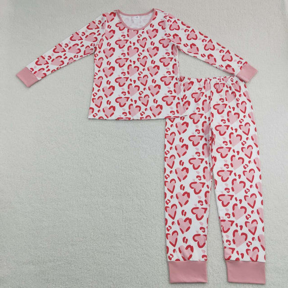 Mom Heart Pink White Mommy & Me Adult Valentines Pajamas