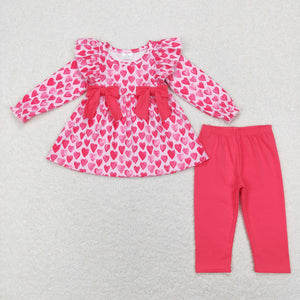 Heart Bows Hot Pink Girls Valentines Outfits