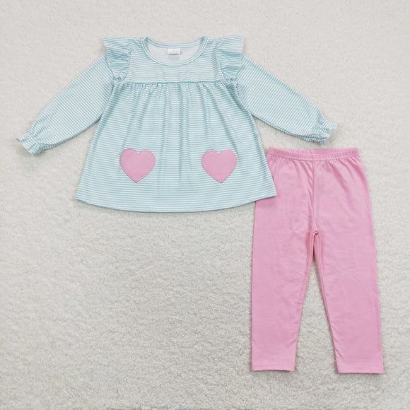 Pink Heart Stripe Girls Valentines Outfits