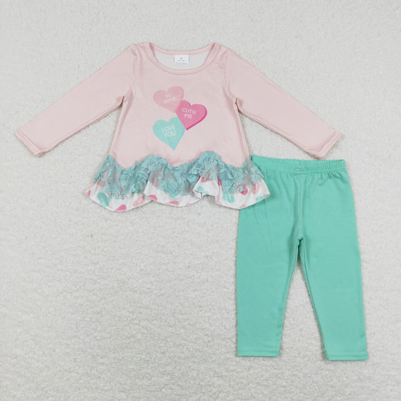 Heart Lace Ruffles Pink Girls Valentines Outfits