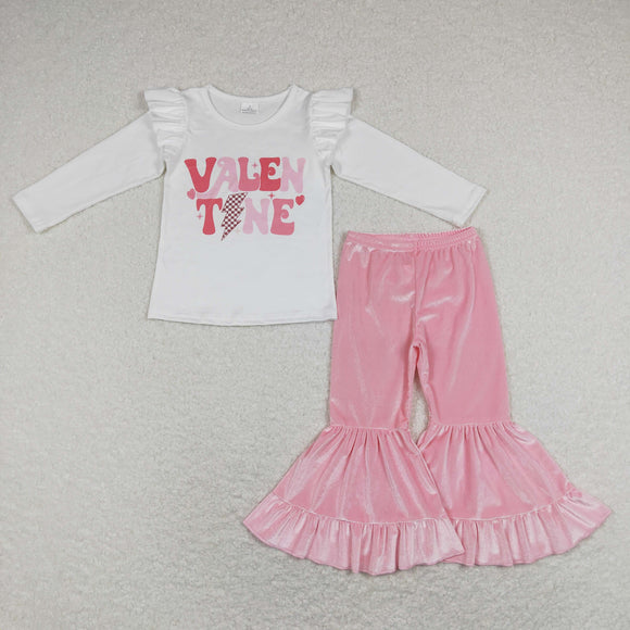 Letters White Pastel Orange Velvet Girls Valentines Outfits