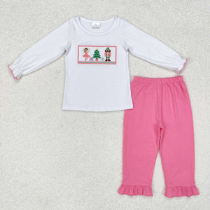 Cartoon Ballet Pink White Girls Christmas Outfits