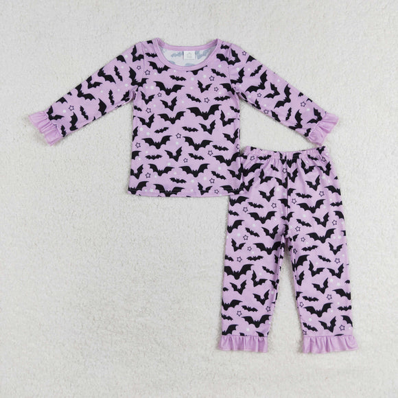 Bamboo Bats Purple Ruffles Girls Halloween Pajamas