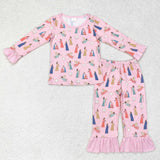 Jesus Pink Ruffles Girls Christmas Pajamas