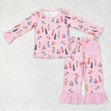 Jesus Pink Ruffles Girls Christmas Pajamas