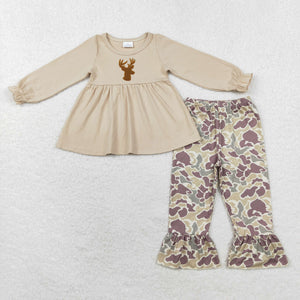 Deer Camo Girls Long Sleeve+Trousers Sets