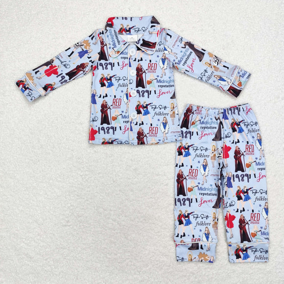 Singer Blue Girls Long Sleeve Pajamas