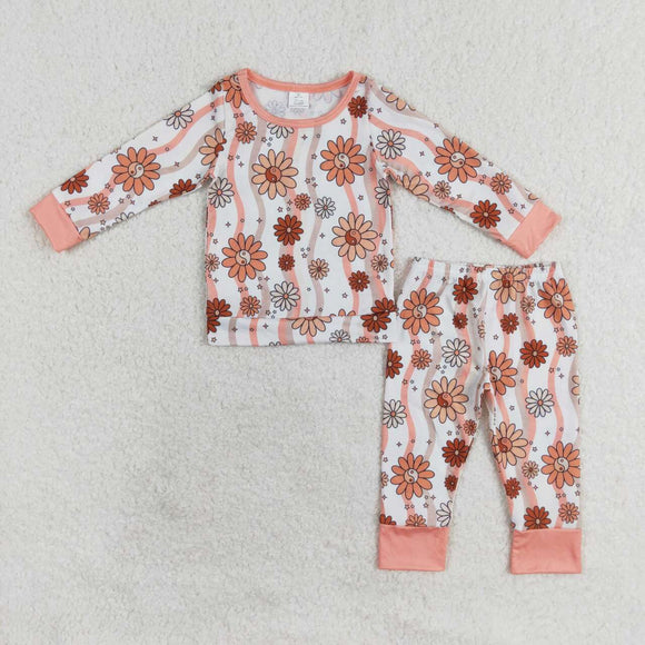 Bamboo Floral Stripe Girls Long Sleeve Pajamas