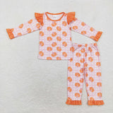 Bamboo Pumpkin Pink Plaid Orange Girls Long Sleeve Pajamas