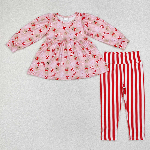 Candy Cane Gingerbread Red Stripe Girls Christmas Outfits