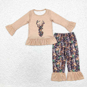 Deer Camo Girls Long Sleeve+Trousers Sets