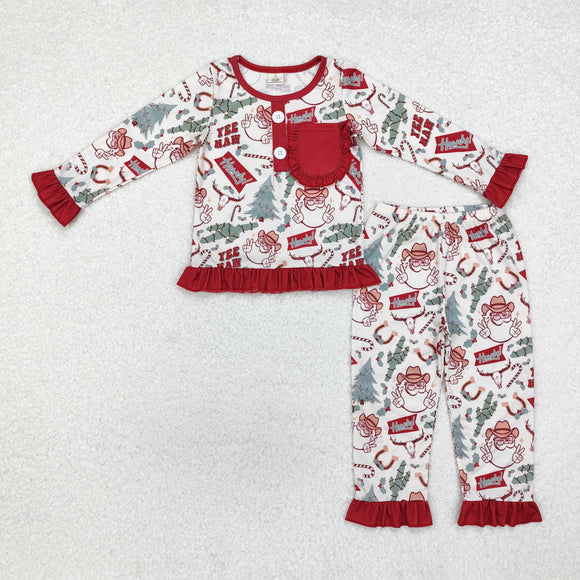 Bamboo Howdy Santa Cactus Red Pocket Girls Christmas Pajamas