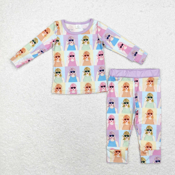 Bamboo Singer Photo Purple Girls Long Sleeve Pajamas