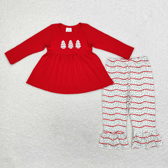 Tree Cookie Red White Girls Christmas Outfits