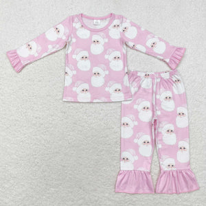 Bamboo Santa Pink Girls Christmas Pajamas