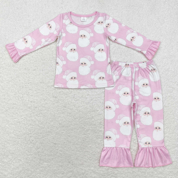 Bamboo Santa Pink Girls Christmas Pajamas