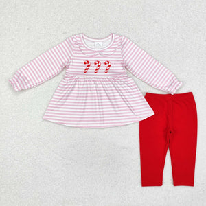 Candy Cane Pink Stripe Red Girls Christmas Outfits