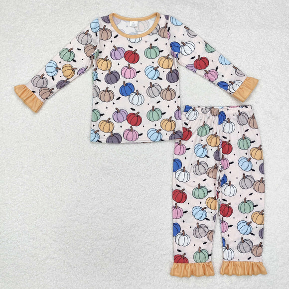 Bamboo Pumpkin Light Girls Long Sleeve Pajamas