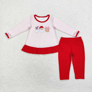 Milk Santa Cookie Pink Stripe Red Girls Christmas Outfits