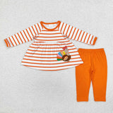 Turkey Orange Stripe Girls Thanksgiving Outfits