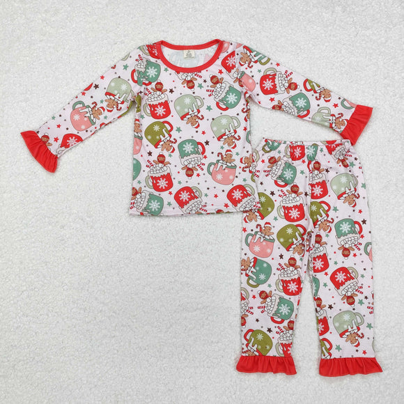 Bamboo Gingerbread Cup Red Girls Christmas Pajamas