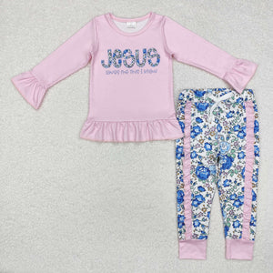 Jesus Loves Me This I Know Floral Pink Girls Christmas Outfits