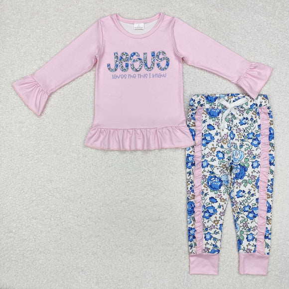 Jesus Loves Me This I Know Floral Pink Girls Christmas Outfits