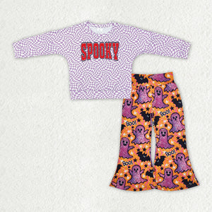 Spooky Purple Plaid Stars Girls Halloween Outfits