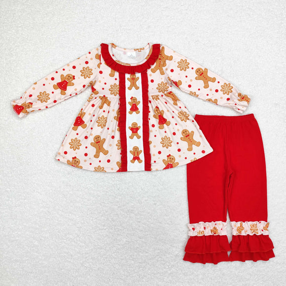 Gingerbread Red Ruffles Girls Christmas Outfits