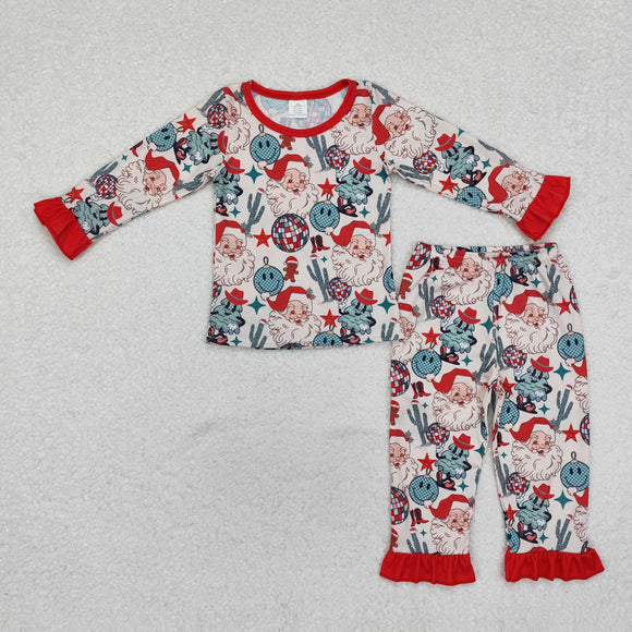 Bamboo Smile Santa Cactus Red Girls Christmas Pajamas