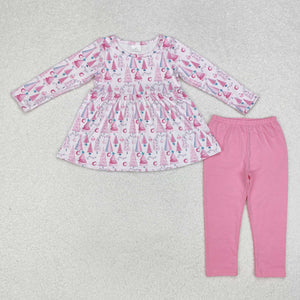 Trees Pink Girls Christmas Outfits