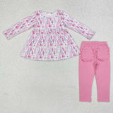 Trees Pink Girls Christmas Outfits