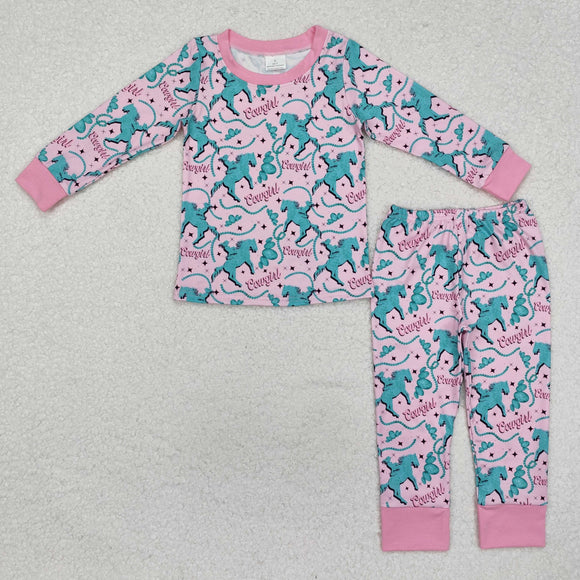 Cowgirl Rodeo Pink Girls Long Sleeve Pajamas