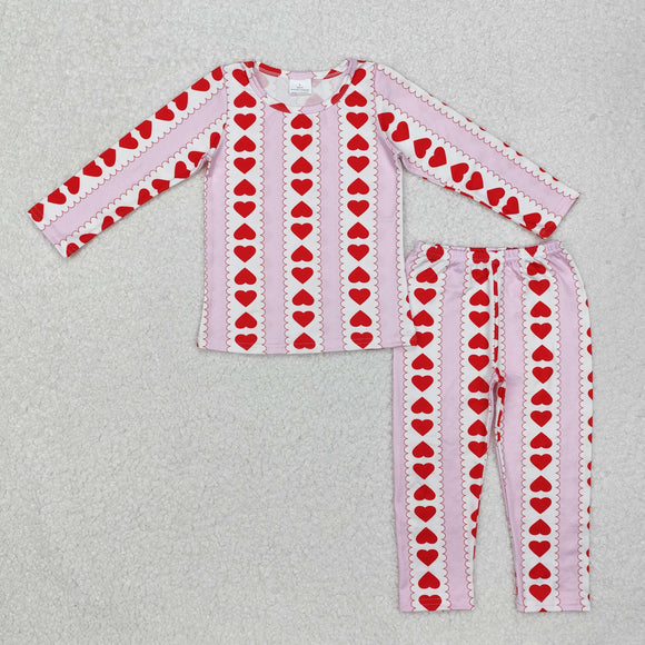 Heart Pink Girls Valentines Pajamas