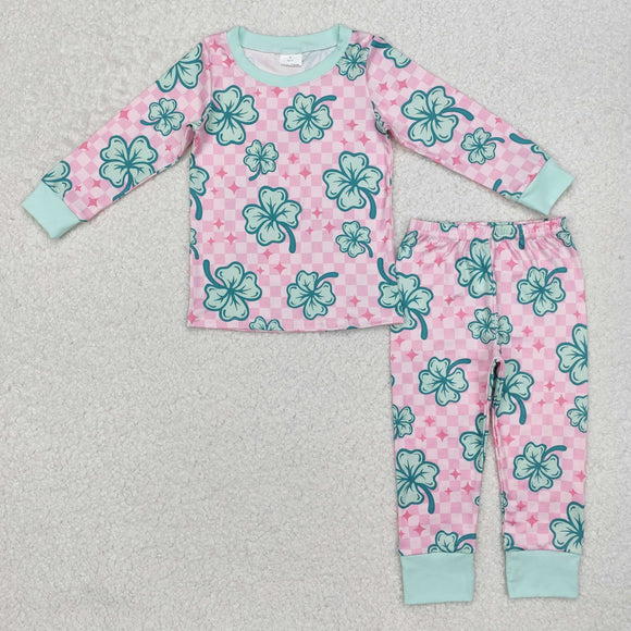 Clover Pink Plaid Girls St. Patrick's Day Pajamas