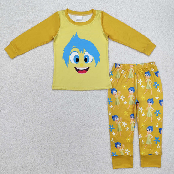 Cartoon Yellow Girls Long Sleeve Pajamas