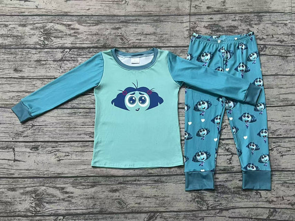 Pre-sale Cartoon Green Blue Girls Long Sleeve Pajamas