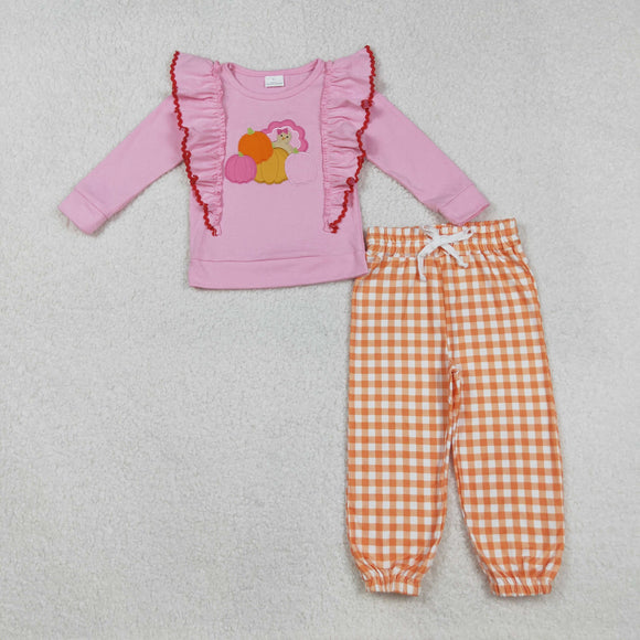 Turkey Pumpkin Orange Plaid Pink Girls Thanksgiving Outfits