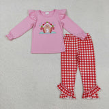 Candy House Red Plaid Pink Girls Christmas Outfits