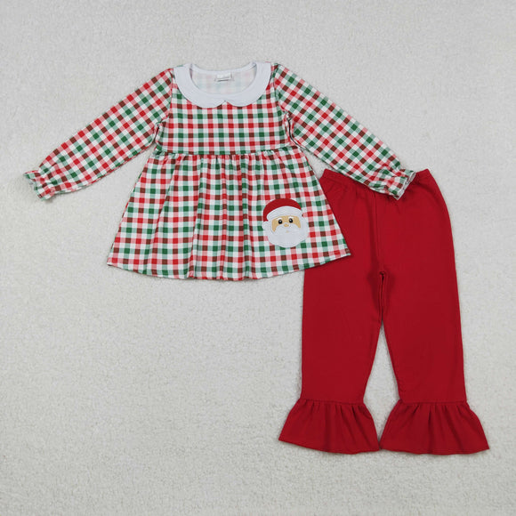 Santa Red Green Plaid Girls Christmas Outfits