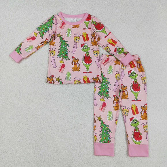 Cartoon Pink Girls Christmas Pajamas