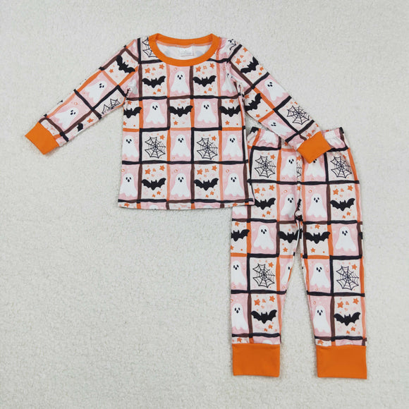Ghost Bats Plaid Girls Halloween Pajamas