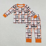 Ghost Bats Plaid Girls Halloween Pajamas